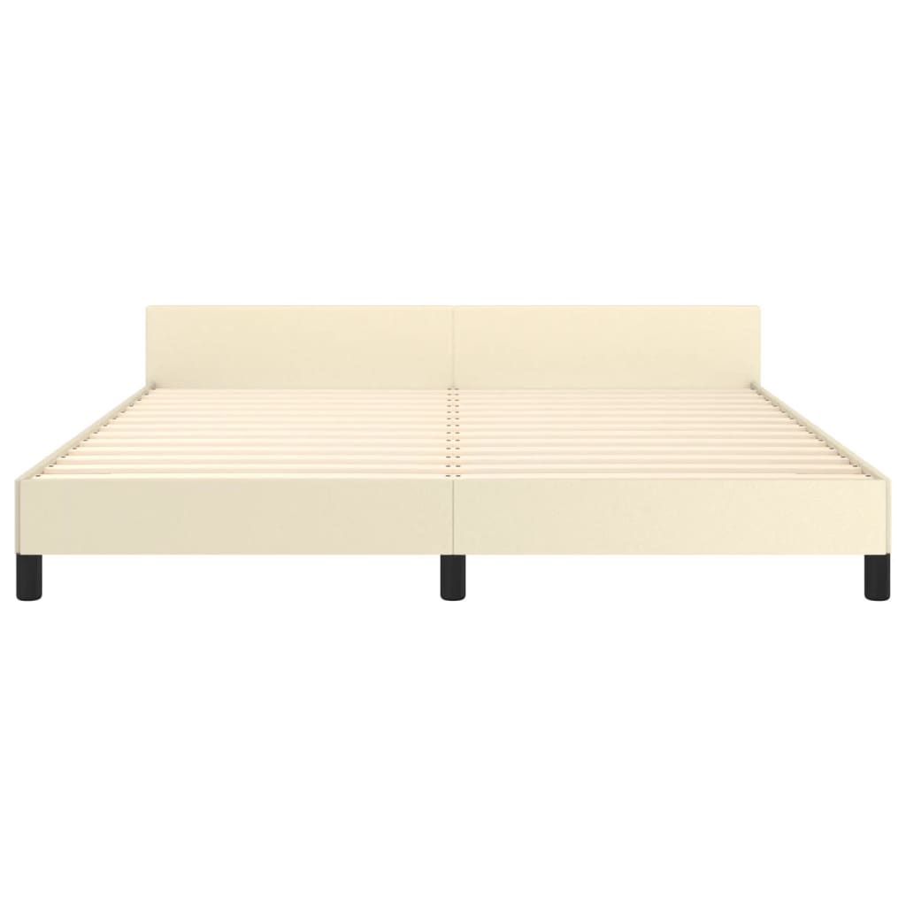 Rám Postele S Čelem Krémový 160X200 Cm Umělá Kůže