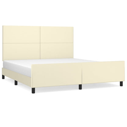 Rám Postele S Čelem Krémový 180X200 Cm Umělá Kůže