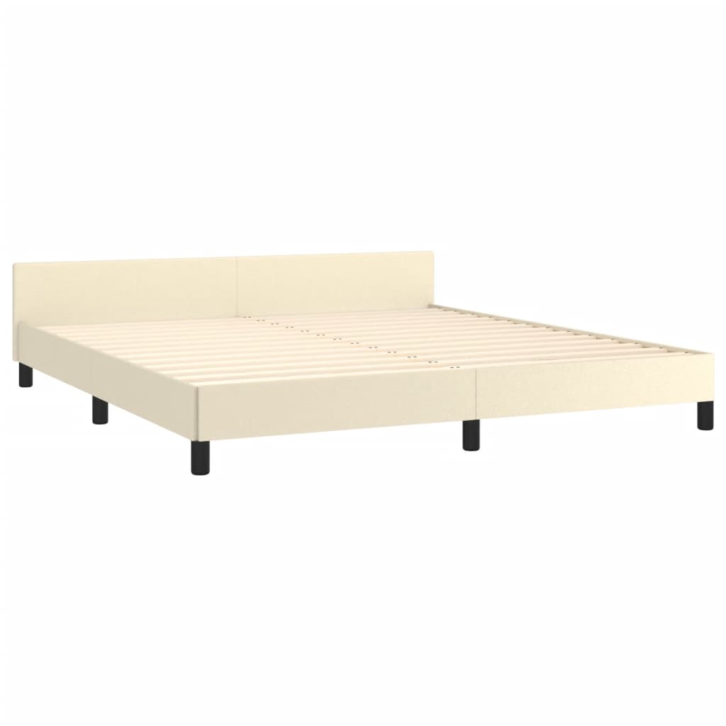 Rám Postele S Čelem Krémový 180X200 Cm Umělá Kůže