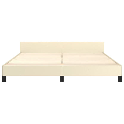 Rám Postele S Čelem Krémový 180X200 Cm Umělá Kůže