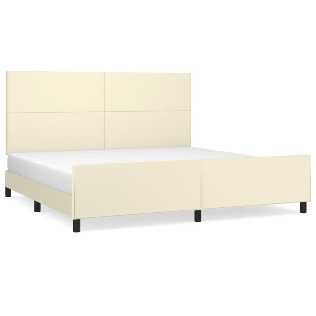 Rám Postele S Čelem Krémový 200X200 Cm Umělá Kůže