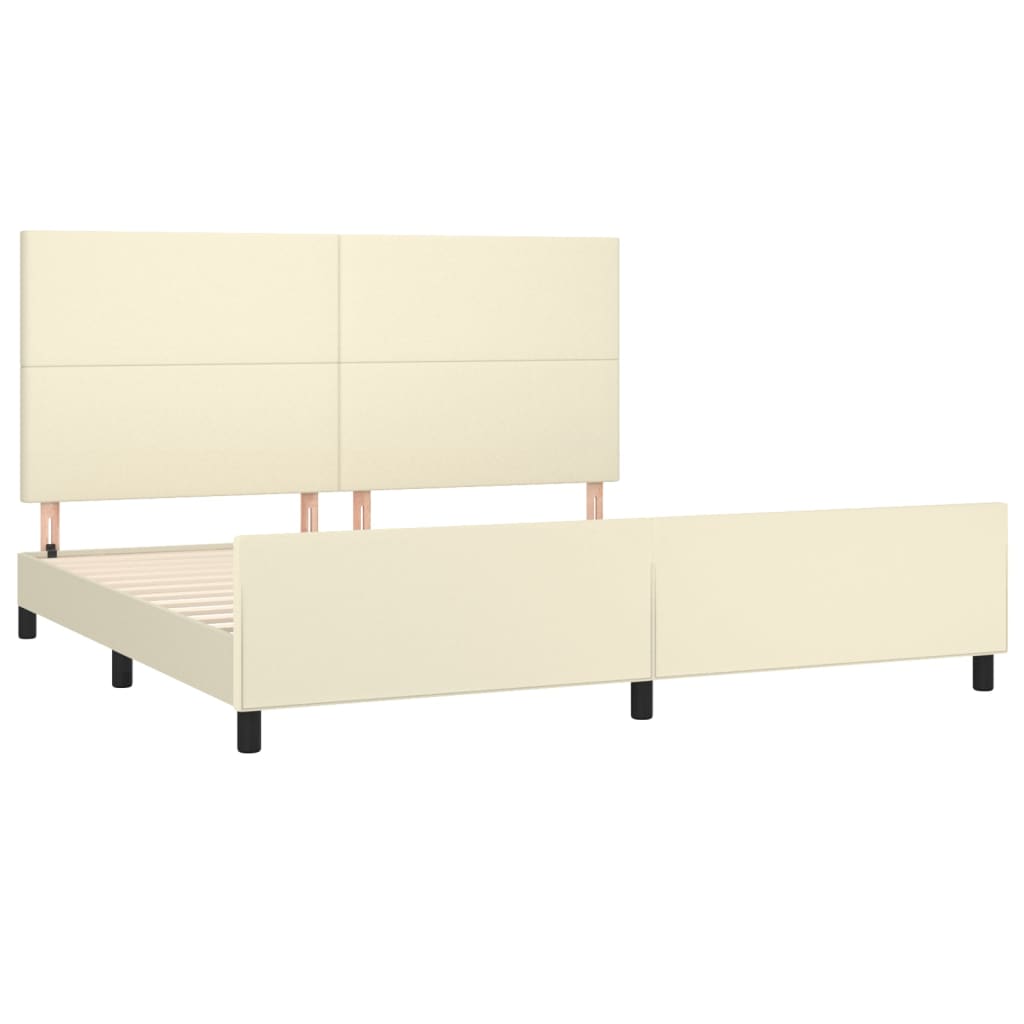 Rám Postele S Čelem Krémový 200X200 Cm Umělá Kůže