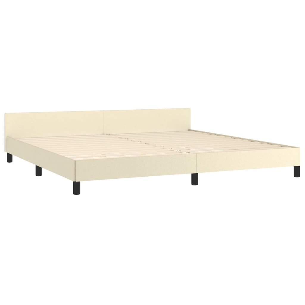 Rám Postele S Čelem Krémový 200X200 Cm Umělá Kůže
