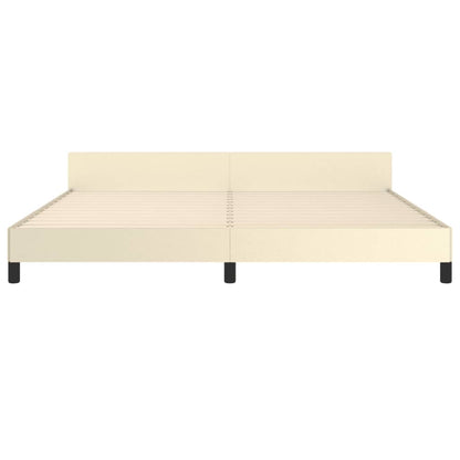 Rám Postele S Čelem Krémový 200X200 Cm Umělá Kůže