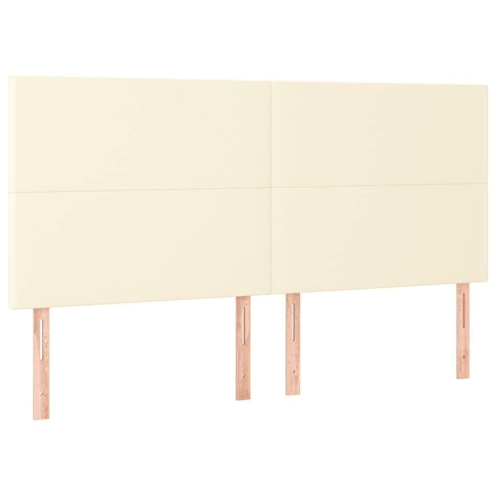 Rám Postele S Čelem Krémový 200X200 Cm Umělá Kůže