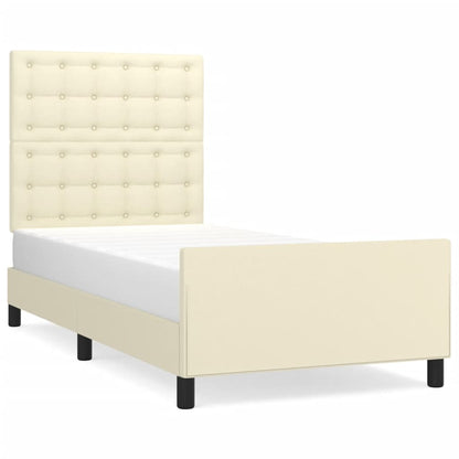 Rám Postele S Čelem Krémový 80 X 200 Cm Umělá Kůže