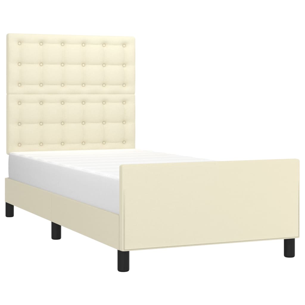 Rám Postele S Čelem Krémový 80 X 200 Cm Umělá Kůže