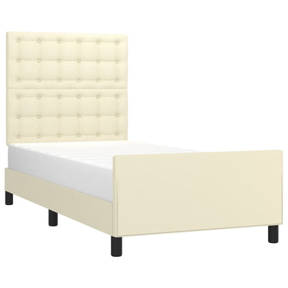 Rám Postele S Čelem Krémový 80 X 200 Cm Umělá Kůže