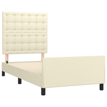 Rám Postele S Čelem Krémový 80 X 200 Cm Umělá Kůže