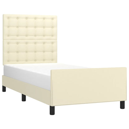 Rám Postele S Čelem Krémový 90X200 Cm Umělá Kůže