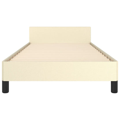 Rám Postele S Čelem Krémový 100X200 Cm Umělá Kůže