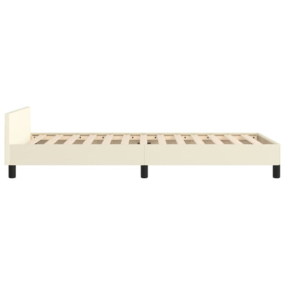 Rám Postele S Čelem Krémový 100X200 Cm Umělá Kůže
