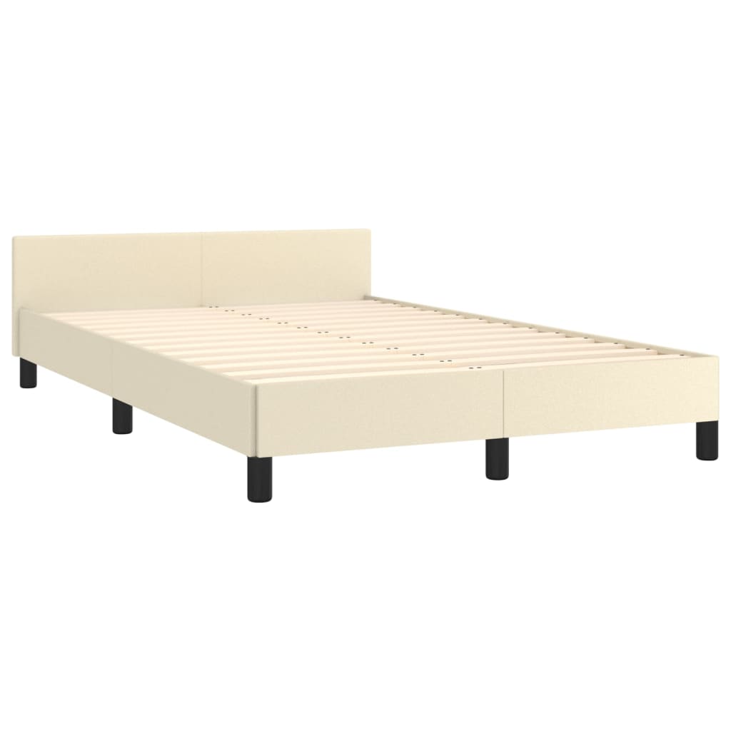 Rám Postele S Čelem Krémový 120X200 Cm Umělá Kůže