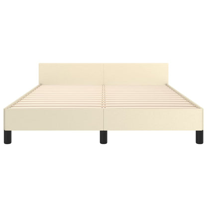 Rám Postele S Čelem Krémový 140X190 Cm Umělá Kůže