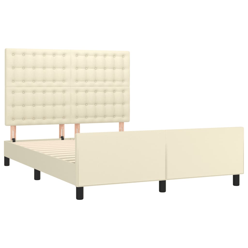 Rám Postele S Čelem Krémový 140X200 Cm Umělá Kůže