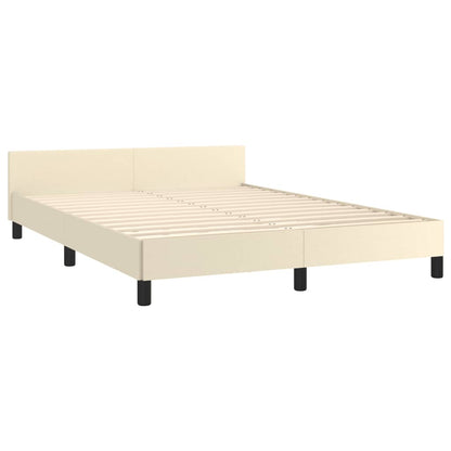Rám Postele S Čelem Krémový 140X200 Cm Umělá Kůže