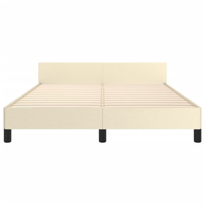 Rám Postele S Čelem Krémový 140X200 Cm Umělá Kůže