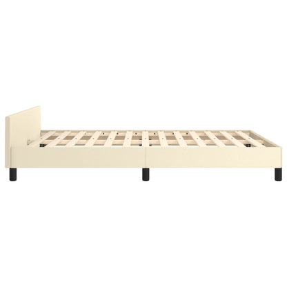 Rám Postele S Čelem Krémový 140X200 Cm Umělá Kůže