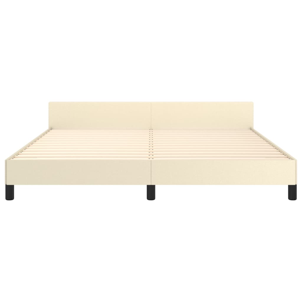 Rám Postele S Čelem Krémový 160X200 Cm Umělá Kůže