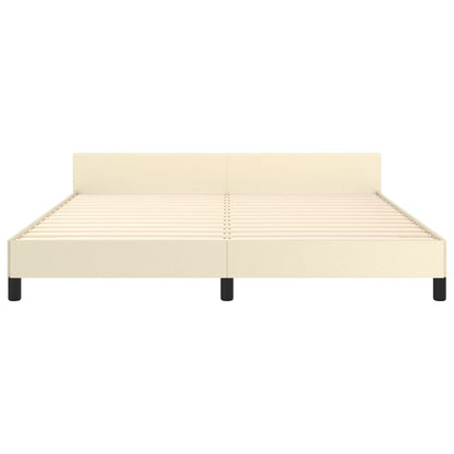 Rám Postele S Čelem Krémový 160X200 Cm Umělá Kůže