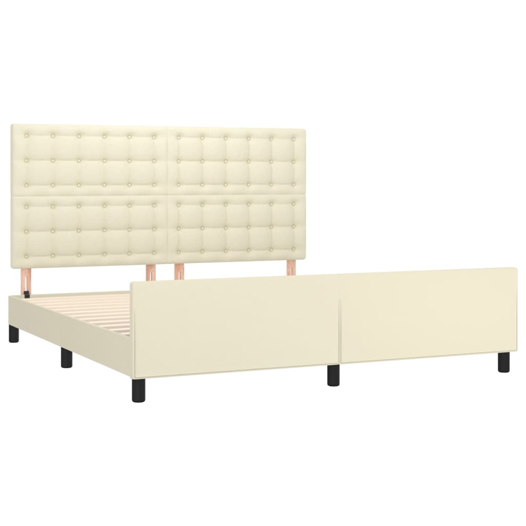 Rám Postele S Čelem Krémový 180X200 Cm Umělá Kůže
