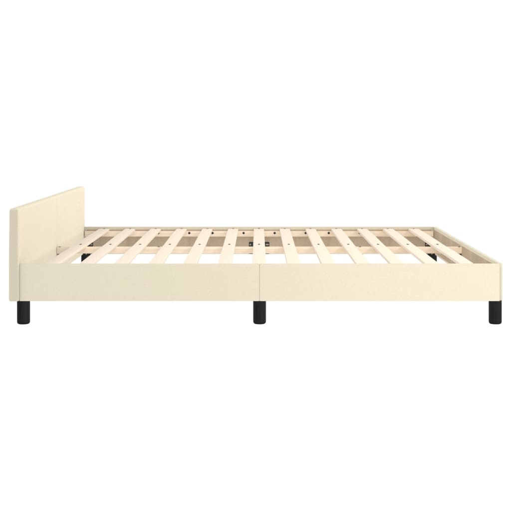 Rám Postele S Čelem Krémový 180X200 Cm Umělá Kůže