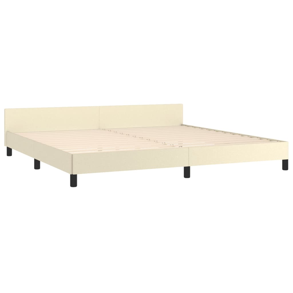 Rám Postele S Čelem Krémový 200X200 Cm Umělá Kůže