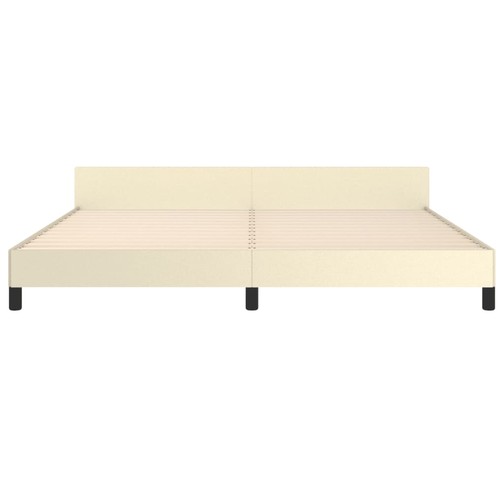 Rám Postele S Čelem Krémový 200X200 Cm Umělá Kůže
