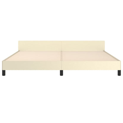 Rám Postele S Čelem Krémový 200X200 Cm Umělá Kůže