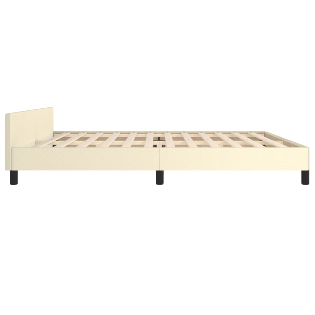 Rám Postele S Čelem Krémový 200X200 Cm Umělá Kůže