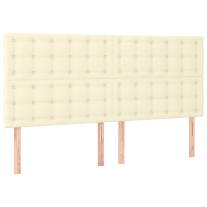 Rám Postele S Čelem Krémový 200X200 Cm Umělá Kůže