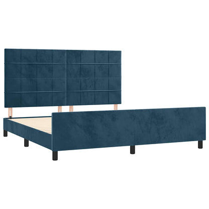 Rám Postele Bez Matrace Tmavě Modrý 160X200 Cm Samet