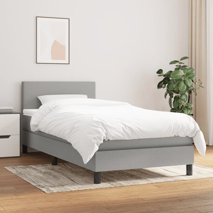 Box Spring Postel S Matrací Textil Světle Šedá