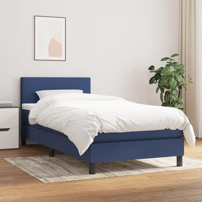 Box Spring Postel S Matrací Textil Modrá