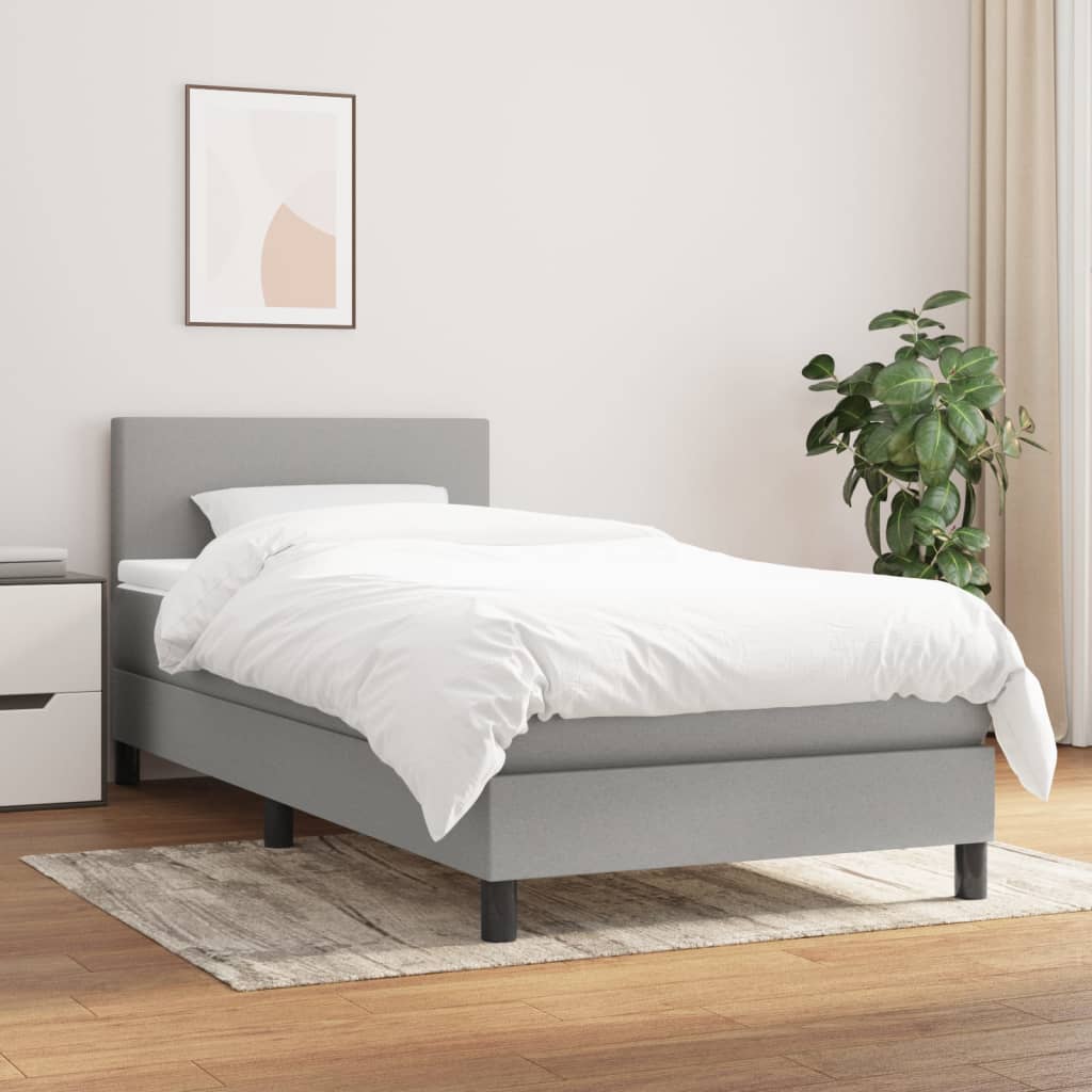 Box Spring Postel S Matrací Textil Světle Šedá
