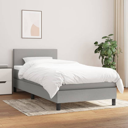 Box Spring Postel S Matrací Textil Světle Šedá