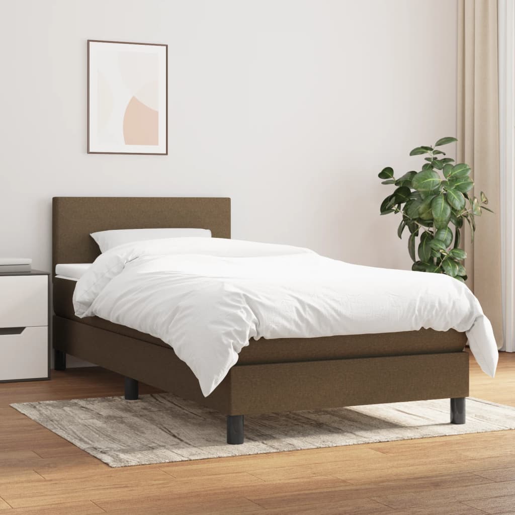 Box Spring Postel S Matrací Textil Tmavě Hnědá