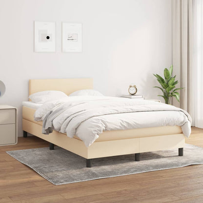 Box Spring Postel S Matrací Textil Krémová