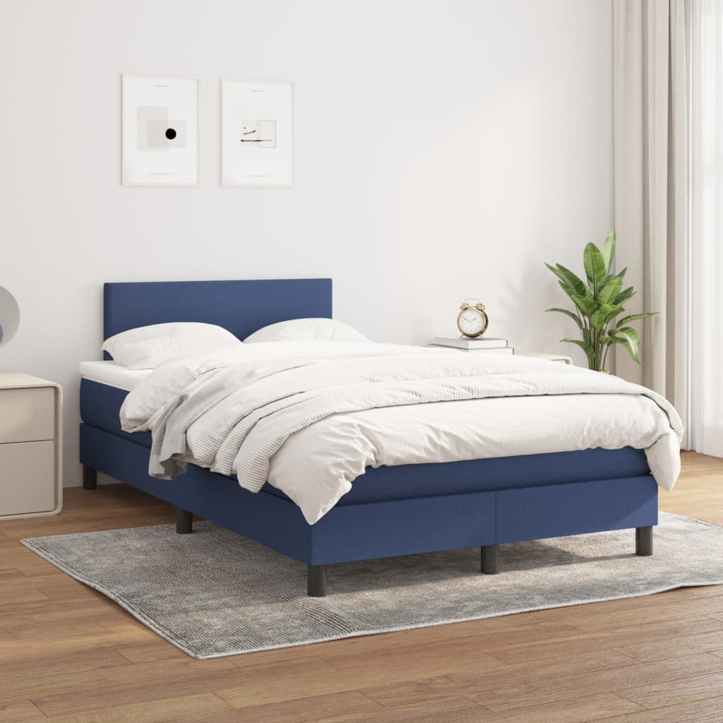 Box Spring Postel S Matrací Textil Modrá