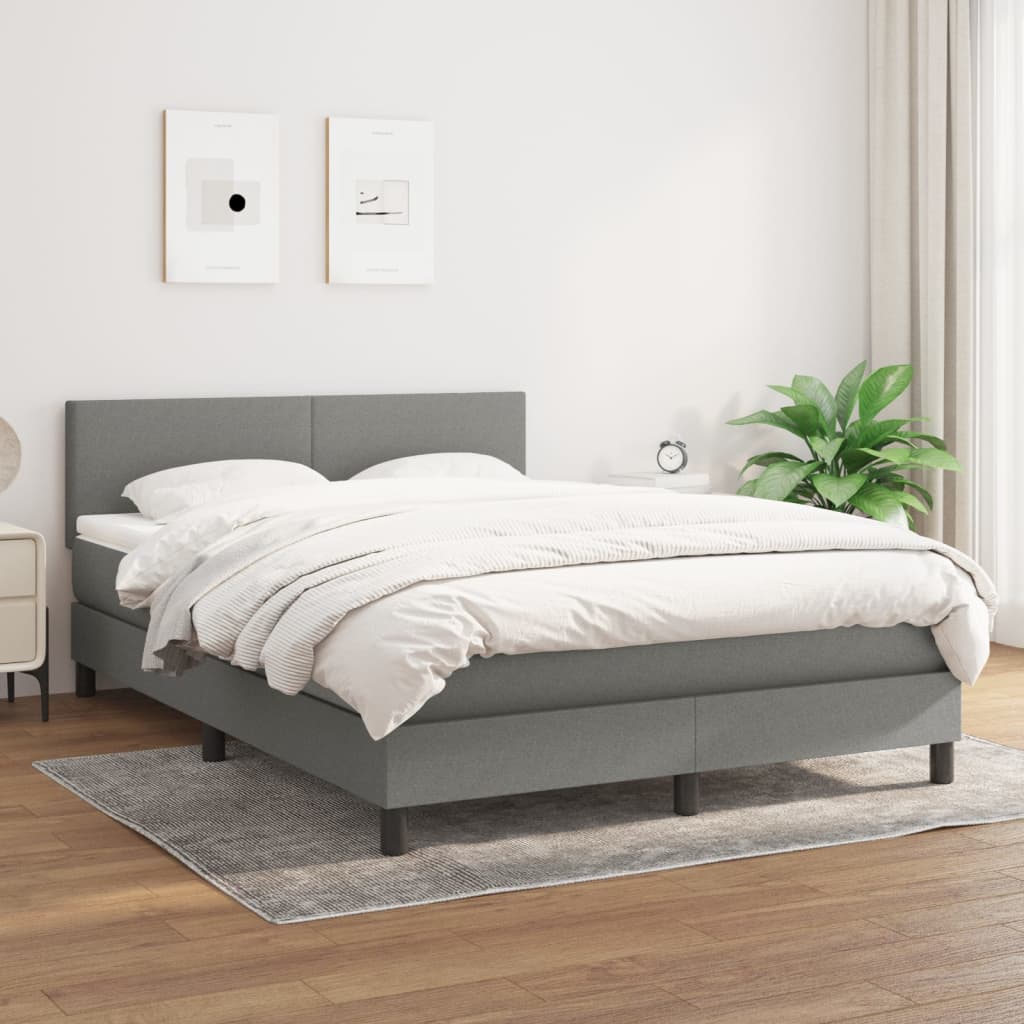 Box Spring Postel S Matrací Textil Tmavě Šedá