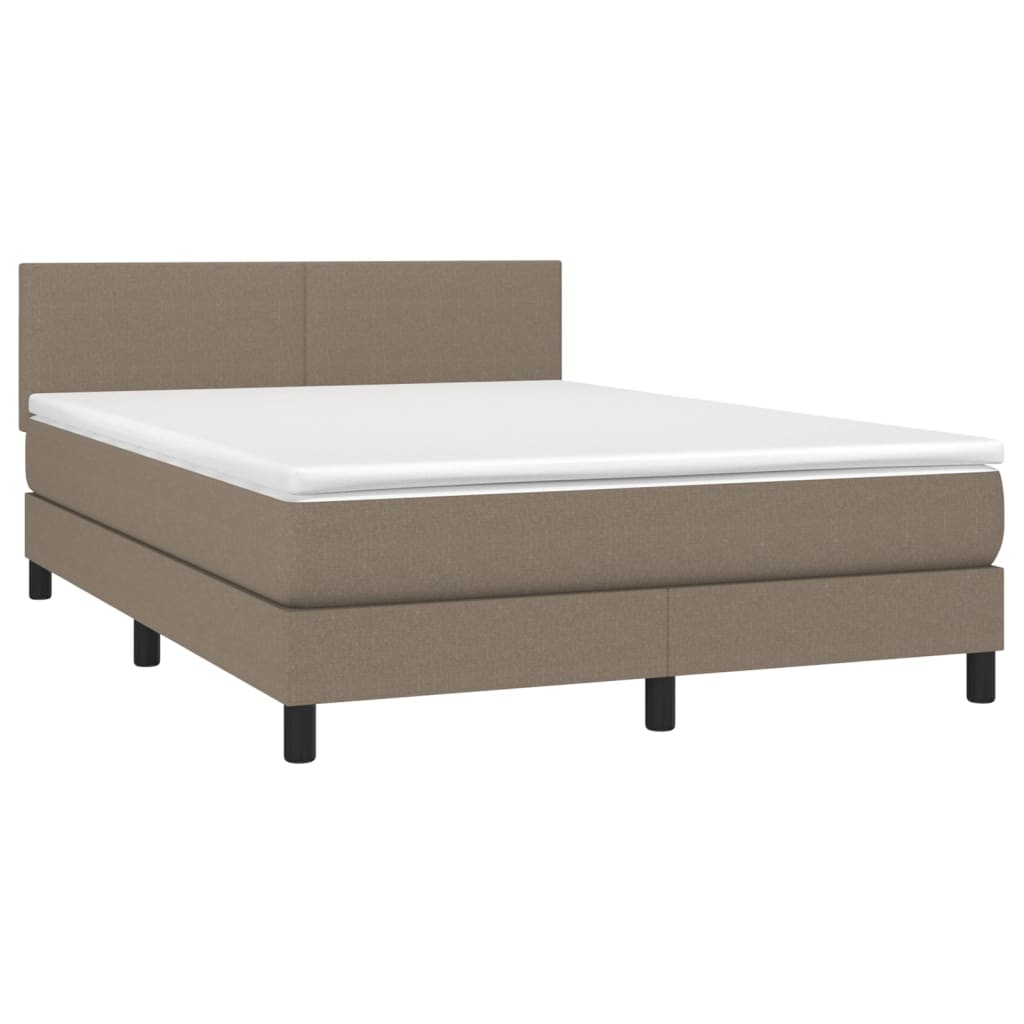 Box Spring Postel S Matrací Taupe 140X200 Cm Textil