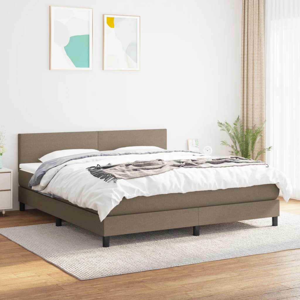 Box Spring Postel S Matrací Taupe 180X200 Cm Textil