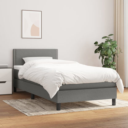 Box Spring Postel S Matrací Textil Tmavě Šedá