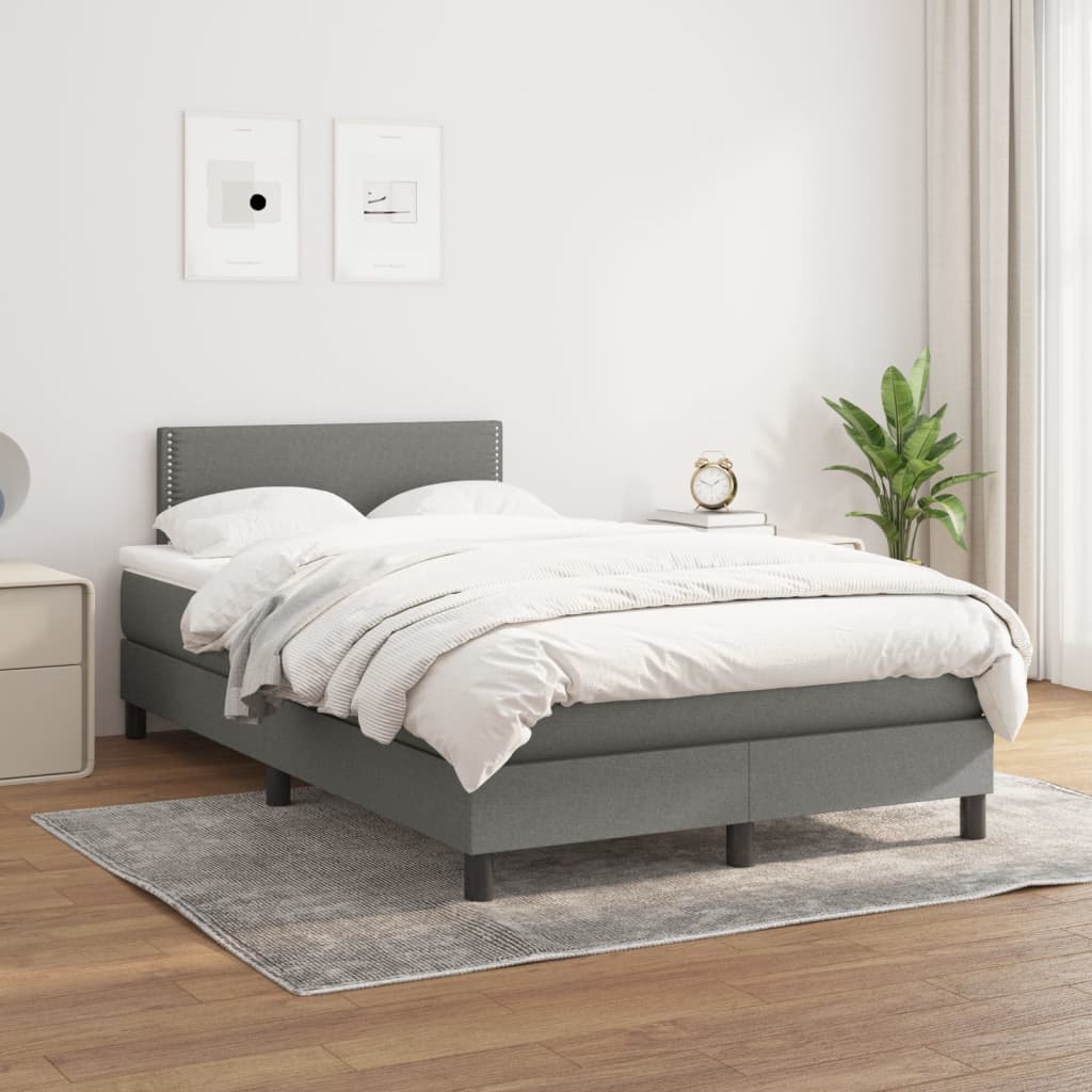 Box Spring Postel S Matrací Textil Tmavě Šedá
