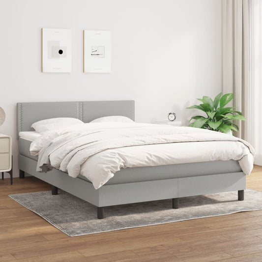 Box Spring Postel S Matrací Textil Světle Šedá