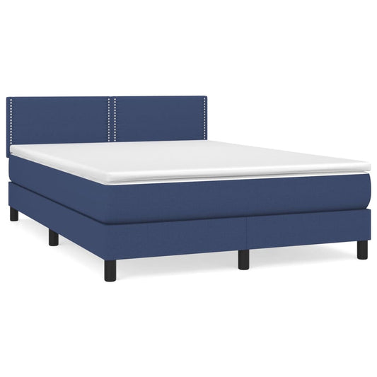Box Spring Postel S Matrací Textil Modrá