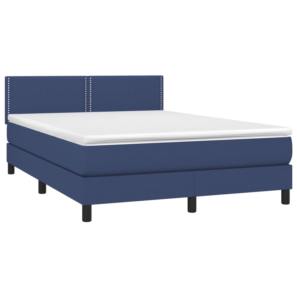 Box Spring Postel S Matrací Textil Modrá