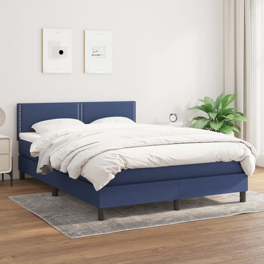 Box Spring Postel S Matrací Textil Modrá