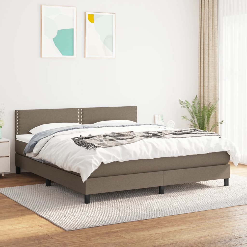 Box Spring Postel S Matrací Taupe 180X200 Cm Textil