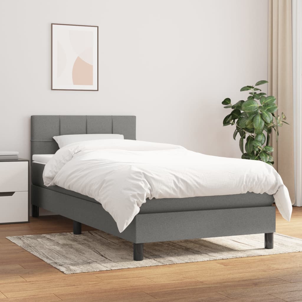 Box Spring Postel S Matrací Textil Tmavě Šedá